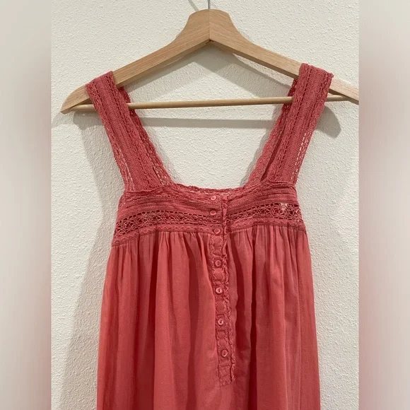 DOEN Coral Pink Cotton Nightgown Dress Size XS - Picture 5 of 15